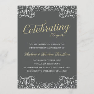 Elegant 50th Wedding Anniversary Party Invitation