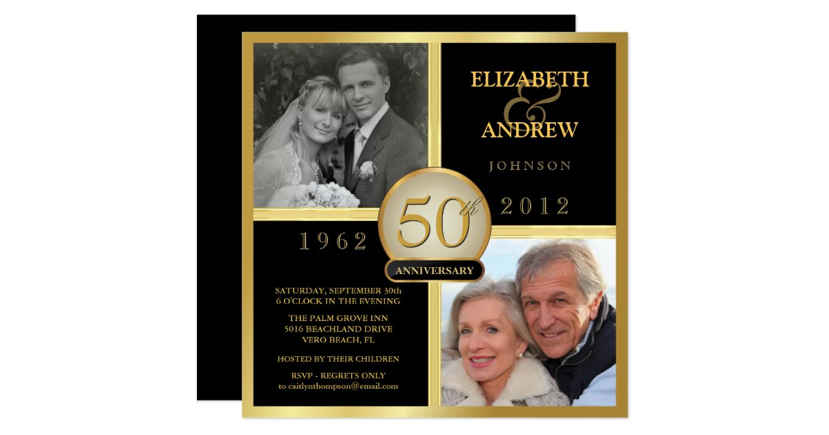 Elegant 50th Wedding Anniversary Photo Invitations Zazzle Elegant 50th Wedding Anniversary Photo Invitations Zazzle