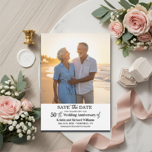 Elegant 50th Wedding Anniversary Photo Save The Date