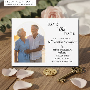 Elegant 50th Wedding Anniversary Photo Save The Date