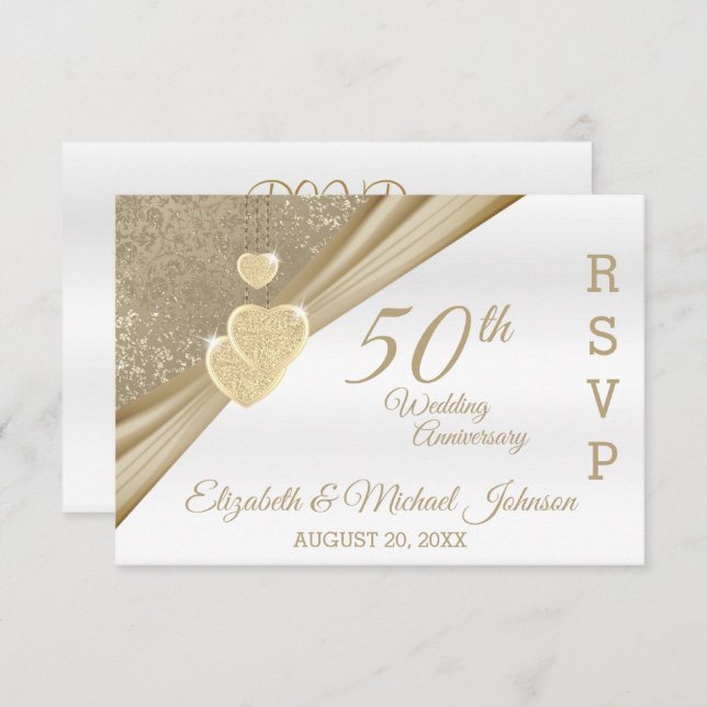 Elegant 50th Wedding Anniversary - RSVP (Front/Back)