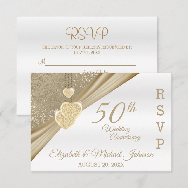 Elegant 50th Wedding Anniversary - RSVP Card (Front/Back)