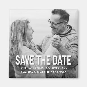 Elegant 50th Wedding Anniversary Save The Date Magnet