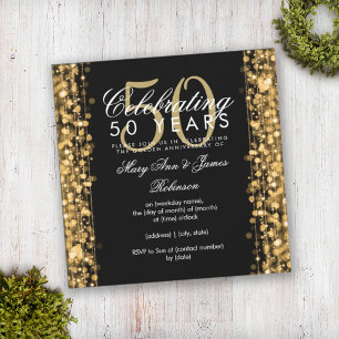 Elegant 50th Wedding Anniversary Sparkles Gold Invitation