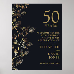 Elegant 50th Wedding Anniversary Welcome Sign