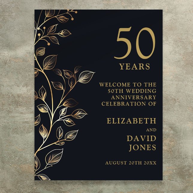 Elegant 50th Wedding Anniversary Welcome Sign (Elegant 50th Wedding Anniversary Welcome Sign)