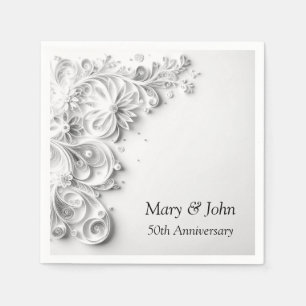Elegant 50th Wedding Paper Quilling Design Napkin