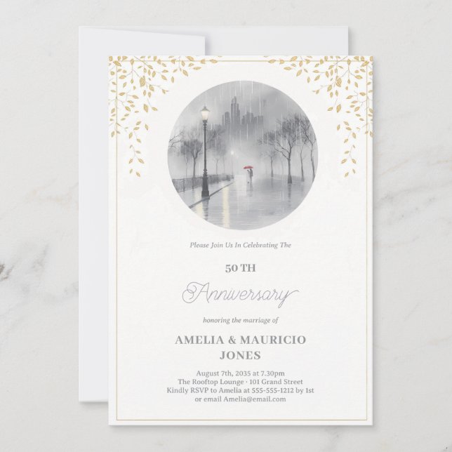 Elegant 50th WeddingbAnniversary  Invitation (Front)