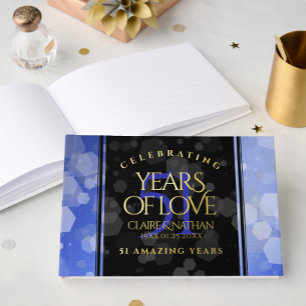 Elegant 51st Sapphire Wedding Anniversary Guest Book