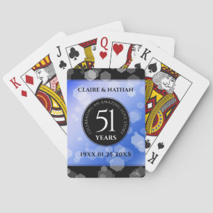 Elegant 51st Sapphire Wedding Anniversary Playing Cards