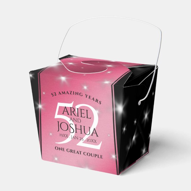 Elegant 52nd Star Ruby Wedding Anniversary Favour Box (Front Side)