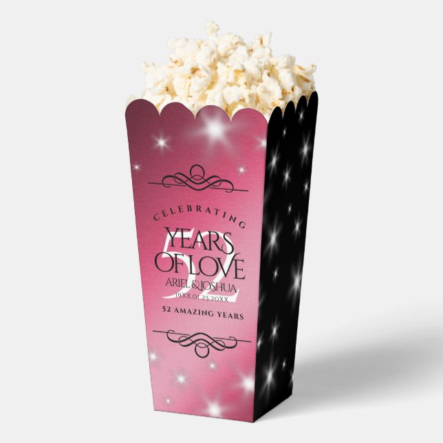 Elegant 52nd Star Ruby Wedding Anniversary Favour Box (Popped)