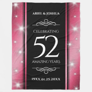 Elegant 52nd Star Ruby Wedding Anniversary Fleece Blanket