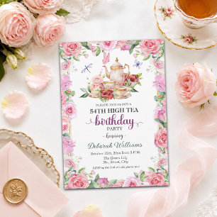 Elegant 54th Birthday High Tea Party Invitation
