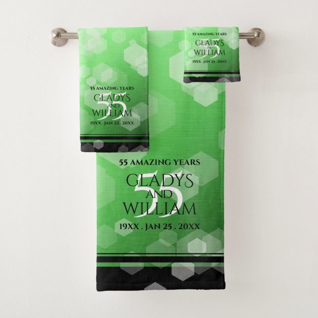 Elegant 55th Emerald Anniversary Bath Towel Set (Insitu)