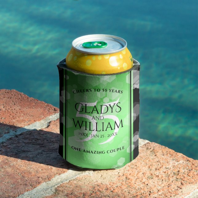 Elegant 55th Emerald Wedding Anniversary Can Cooler (In Situ Pool)