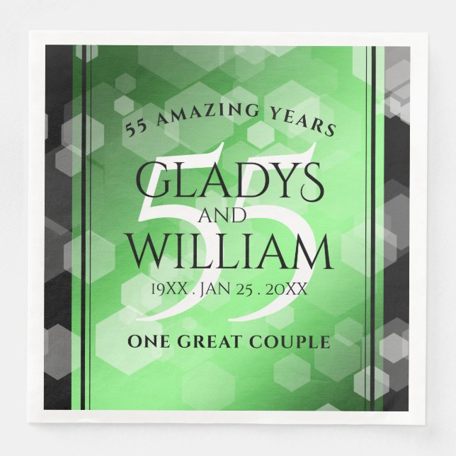 Elegant 55th Emerald Wedding Anniversary Napkin (Front)