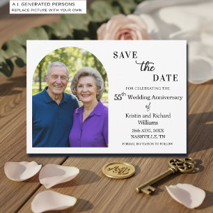 Elegant 55th Wedding Anniversary Photo Save The Date