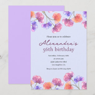 Elegant 56th invitations Boho Floral Chic