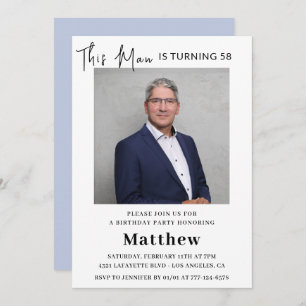 Elegant 58th birthday invitations Men Photo