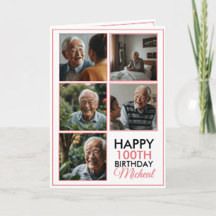 Elegant 5 Photo Collage 100th Birthday Card