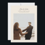 Elegant 5 photo collage script calligraphy wedding save the date<br><div class="desc">modern 5 photo script calligraphy wedding Save the Date. This elegant card includes a photo of 1 photo1 on the front and 4 on the back with custom text and background. collage</div>