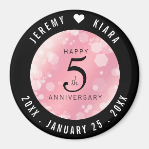 Elegant 5th Rose Quartz Wedding Anniversary Magnet