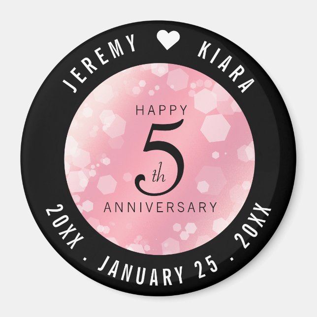 Elegant 5th Rose Quartz Wedding Anniversary Magnet (Front)