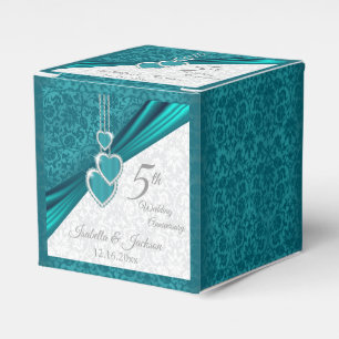 Elegant 5th Turquoise Wedding Anniversary Favour Box