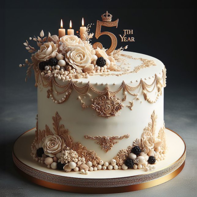 ELEGANT 5TH  WEDDING ANNIVERSARY CAKE  (Creator Uploaded)