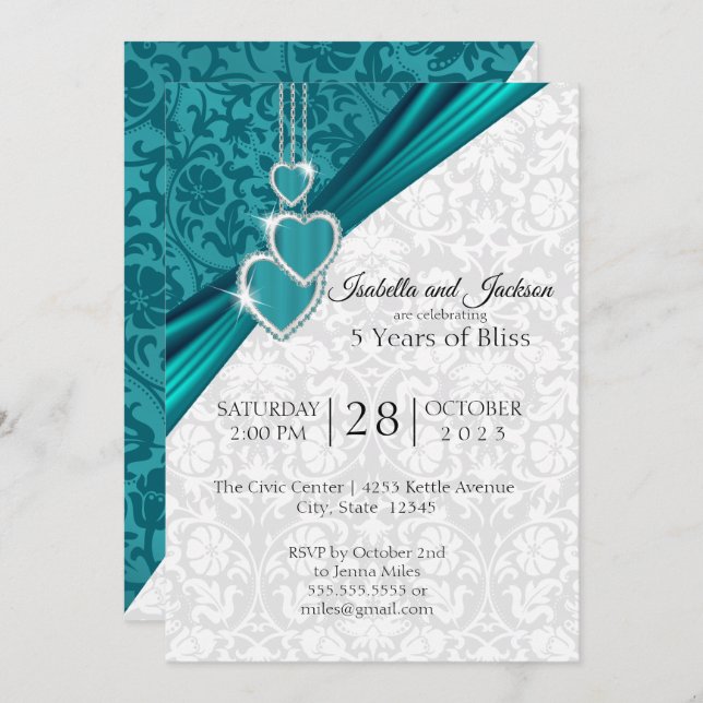 Elegant 5th Wedding Anniversary Design Invitation (Front/Back)