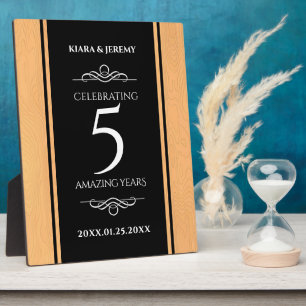 Elegant 5th Wood Wedding Anniversary Celebration Plaque