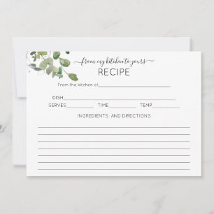 Elegant 5x7 Eucalyptus Recipe Card