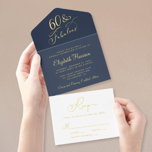 Elegant 60 And Fabulous Blue 60th Birthday Party All In One Invitation