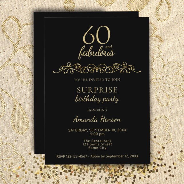 Elegant 60 and Fabulous Ornament 60th Birthday Invitation (Creator Uploaded)