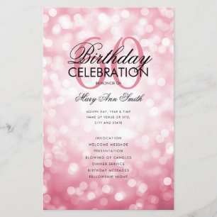 Elegant 60 Birthday Program Lights Rose Gold Menu
