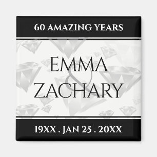 Elegant 60th 75th Diamond Wedding Anniversary Magnet