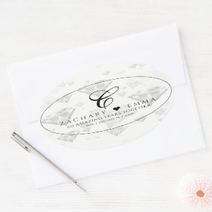 Elegant 60th 75th Diamond Wedding Anniversary Oval Sticker