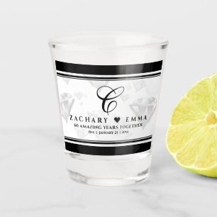 Elegant 60th 75th Diamond Wedding Anniversary Shot Glass