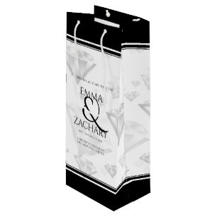 Elegant 60th 75th Diamond Wedding Anniversary Wine Gift Bag