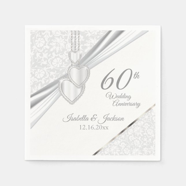 Elegant 60th / 75th  Wedding Anniversary Design Napkin (Front)