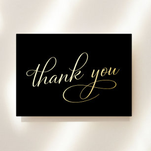 Elegant 60th Birthday Black Foil Thank You Card