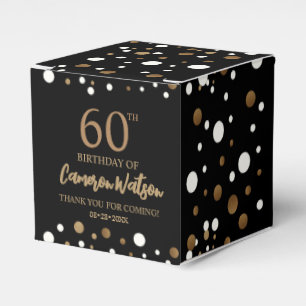 Elegant 60th birthday Black gold Confetti Custom Favour Box