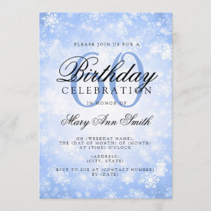 Elegant 60th Birthday Blue Winter Wonderland Invitation