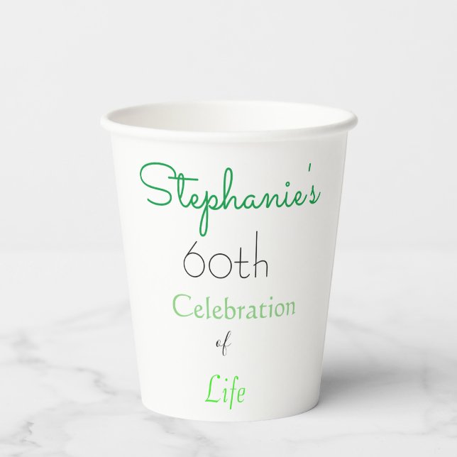 Elegant 60th Birthday  Coffee Mug Paper Cups (Back)