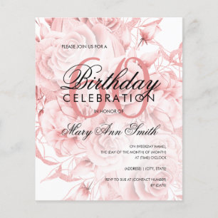 Elegant 60th Birthday Floral Rose Gold 