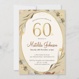 Elegant 60th Birthday Floral Warm Autumn Colours Invitation