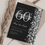 Elegant 60th Birthday Glam Sparkles Silver Black Invitation<br><div class="desc">Elegant 60th Birthday Party Sparkles Silver invitation template. Featuring lights,  string and sparkles. Great for 30th,  40th,  50th,  60th and 70th birthday and more!</div>