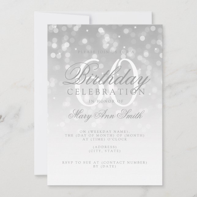 Elegant 60th Birthday Gold Bokeh Sparkle Lights Invitation (Front)