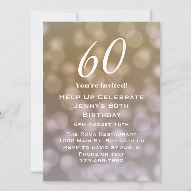 Elegant 60th Birthday Invitation For Her  (Front)